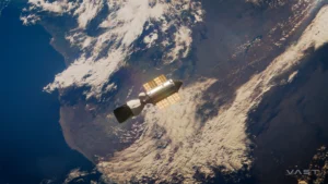 Estação espacial Haven-1, da Vast, em órbita da Terra com a cápsula Dragon acoplada